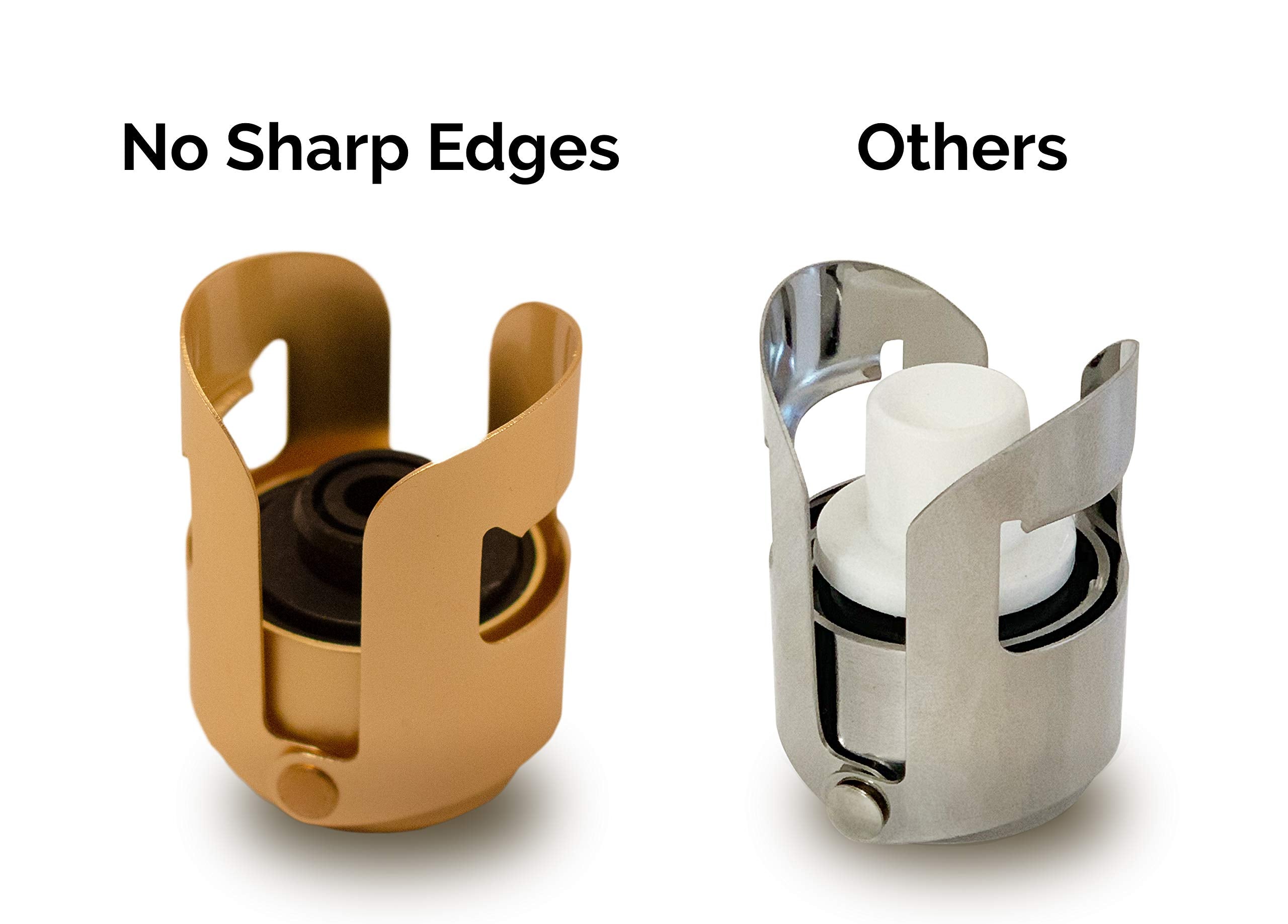 Gold Champagne Stopper, Designed in France, Bottle Sealer for Cava, Prosecco, Sparkling Wine, Fizz Saver, Passed 13 lbs Pressure Test (3, Gold)