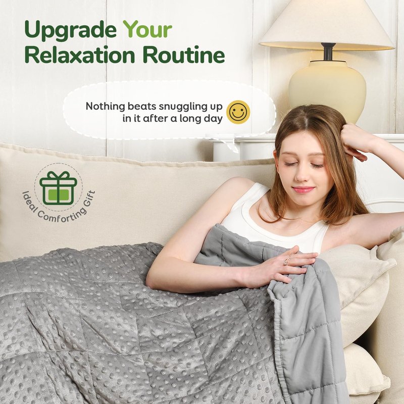 Sivio Weighted Blanket for Adults (20lbs, 60"x80" Queen Size), Cooling and Breathable Minky Heavy Blanket for 140-220lbs Men and Women All-Season Sleeping Comfort, Grey