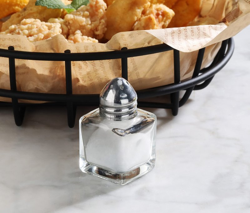 New Star Foodservice 22254 Glass Cube Mini Salt and Pepper Shaker with Stainless Steel Top, 0.5-Ounce, Set of 48