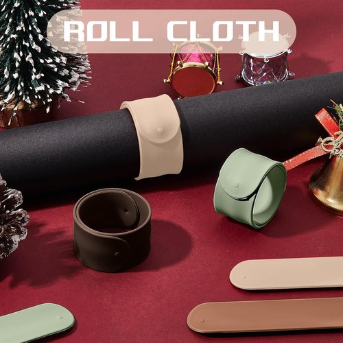 Charniol Wrapping Paper Roll Holder - 12 Silicone-Covered Metal Strips for Organized Storage | Earth Color