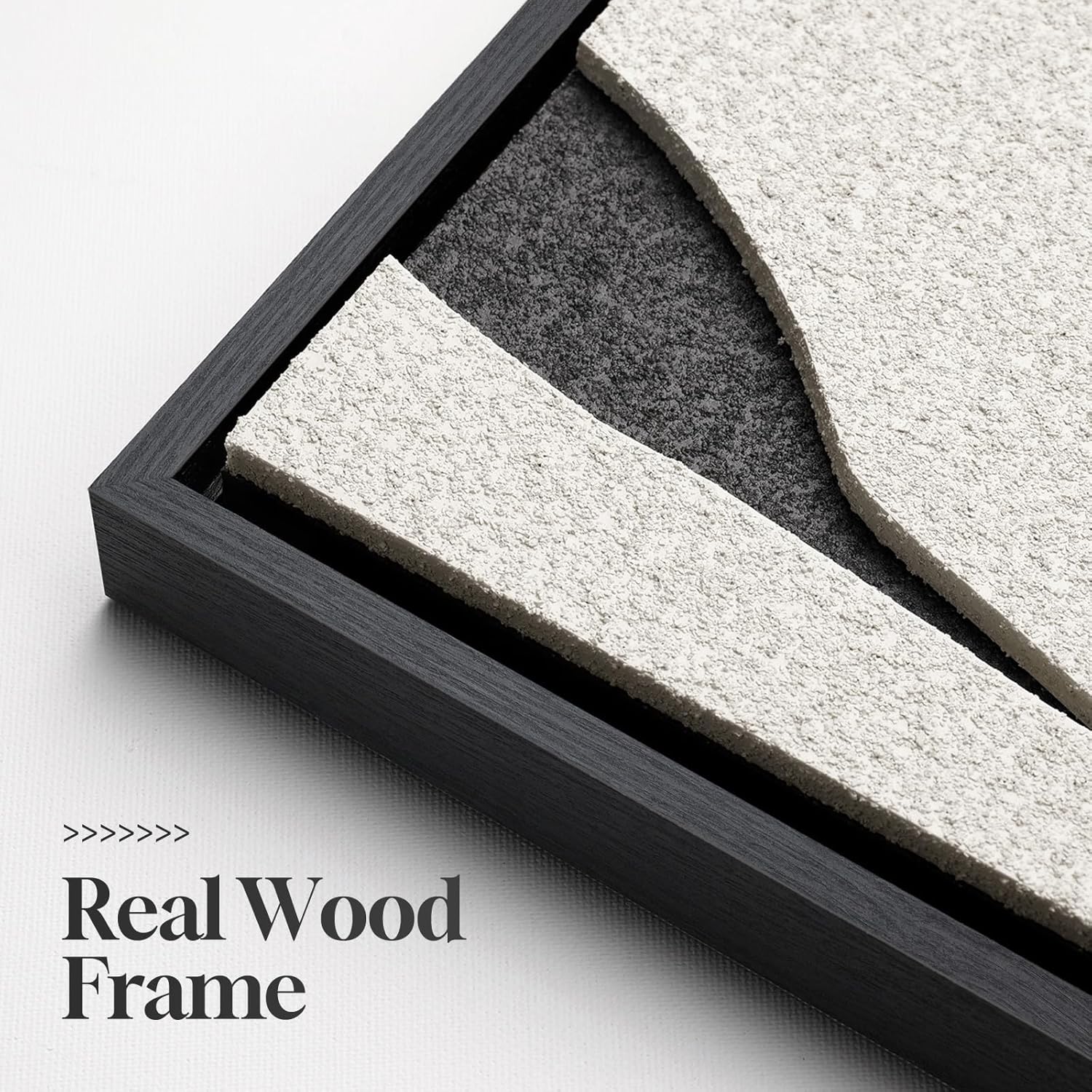Skiennix 3D Textured Black and White Wall Art - Modern 3 Piece Framed Artwork for Living Room | 24x36 In
