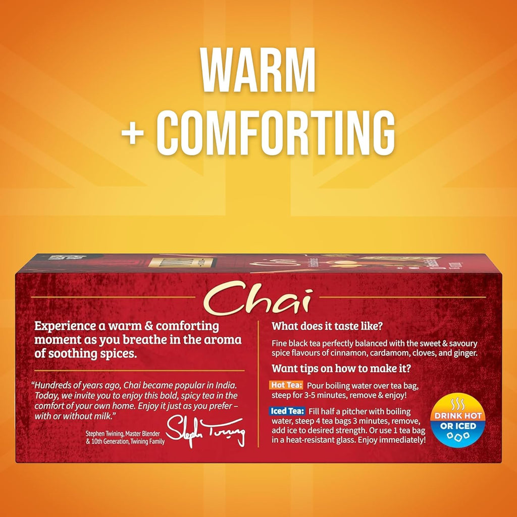 Twinings Chai Black Tea - Richly Blended with Warm Spices | 100 Individually Wrapped Teabags