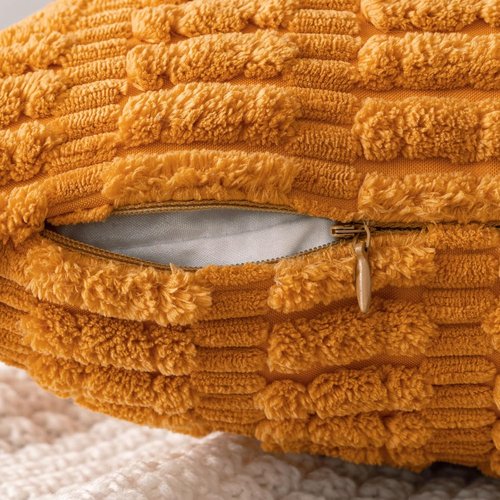 MIULEE Burnt Orange Corduroy Decorative Pillow Covers - Soft Boho Striped 18x18 Inch | Modern Farmhouse Home Decor