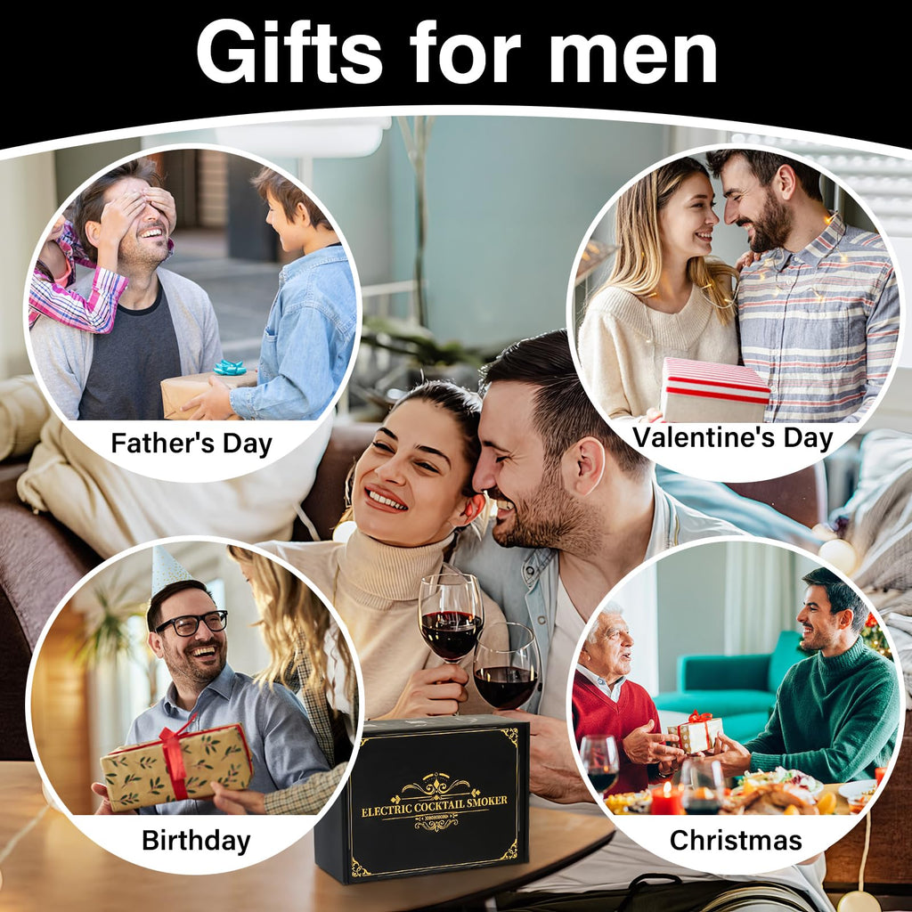 Gezen Electric Whiskey Smoker Kit with 6 Flavors Wood Chips, Rechargeable Cocktail Smoker Kit Built-in Lighter, Instant Smoke for Bourbon, Drinks and Food, Christmas Birthday Gifts for Men Dad Husband
