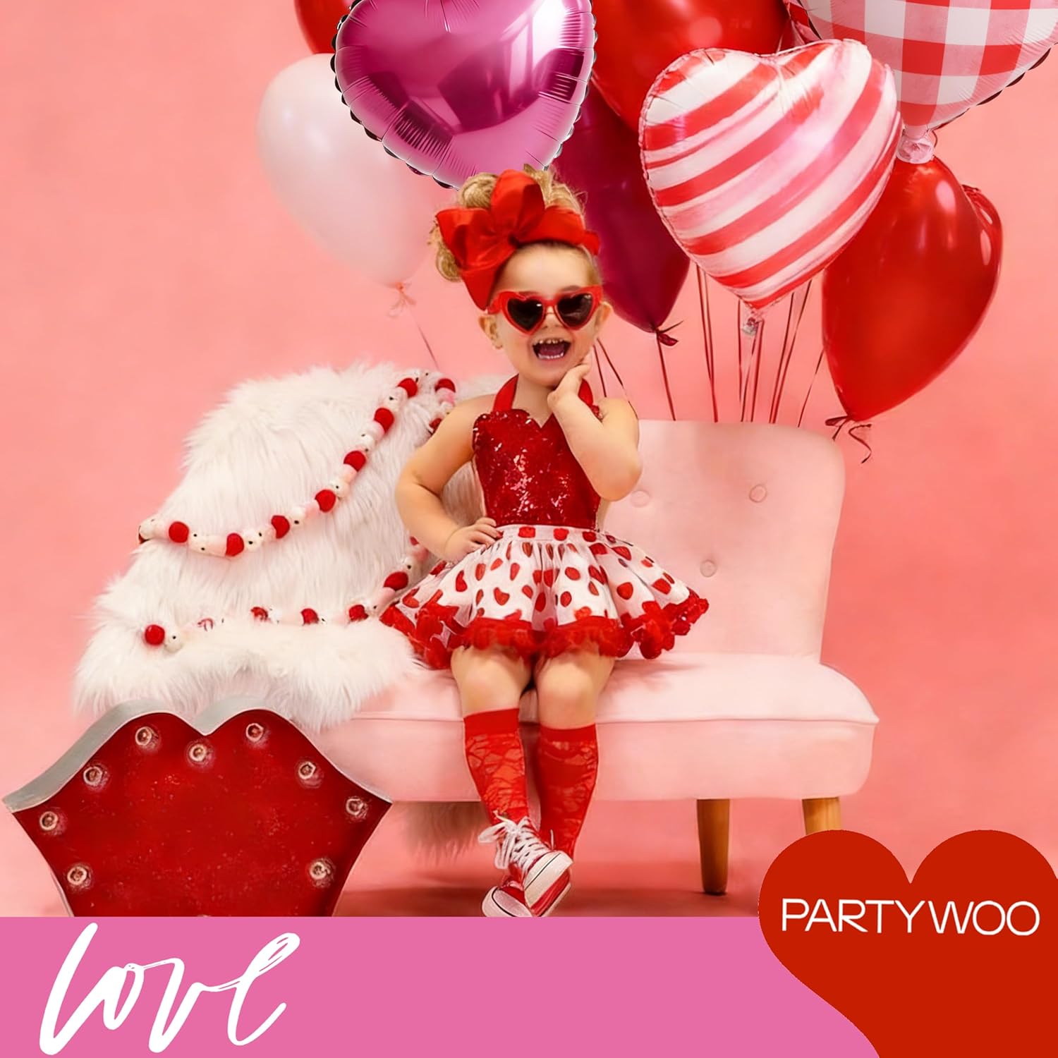 PartyWoo Valentine's Balloons - 15pcs 18-Inch Pink & Red Foil Heart Balloons for Romantic Celebrations