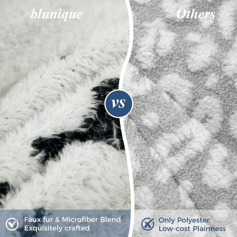 blunique Cow Throw Blanket for Couch Bed Sofa Ultra Soft Cozy Cow Pattern Animal Print Blanket, Lightweight Western Decor Plush Throw, Blanket for Women & Teen Girls 50x60 Inches Black