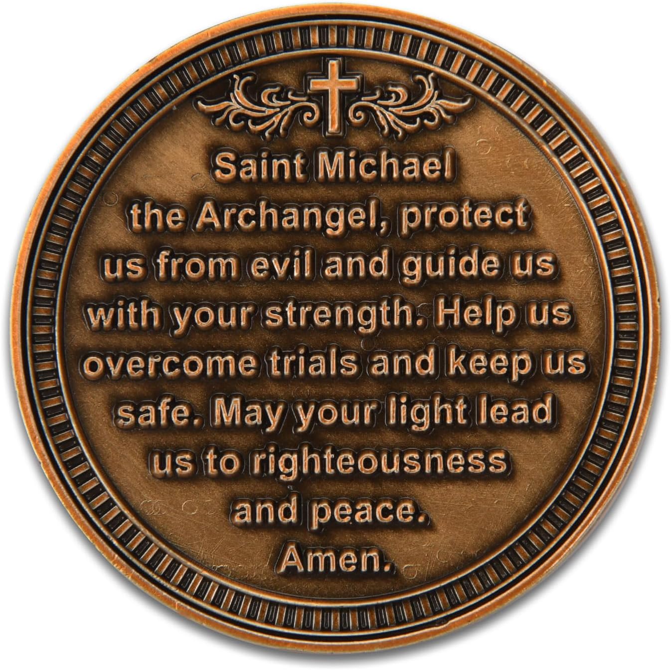 Saint Michael Protection Coin - 1.57-Inch Double-Sided Zinc Alloy Collectible with Antique Finish