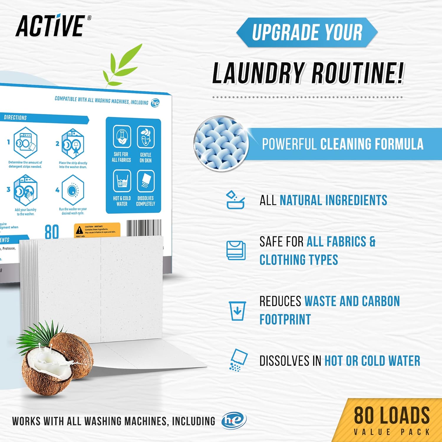 Skiennix Laundry Detergent Sheets - Eco-Friendly Fresh Scented Strips for 80 Loads | Zero Waste, Space-Saving Design