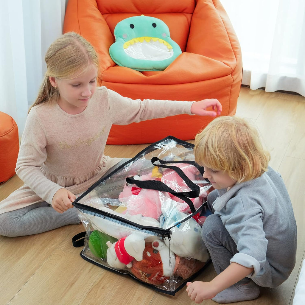 Vieshful Clear Clothes Storage Bags - 40L Zippered Organizer for Blankets, Comforters & Toys
