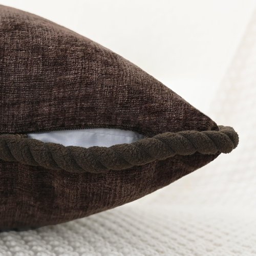 CaliTime Decorative Couch Throw Pillow Covers 18 X 18 Inches Pack of 2 Cozy Chenille Piping Edge Cushion Cases for Sofa Bed Living Room Home Coffee