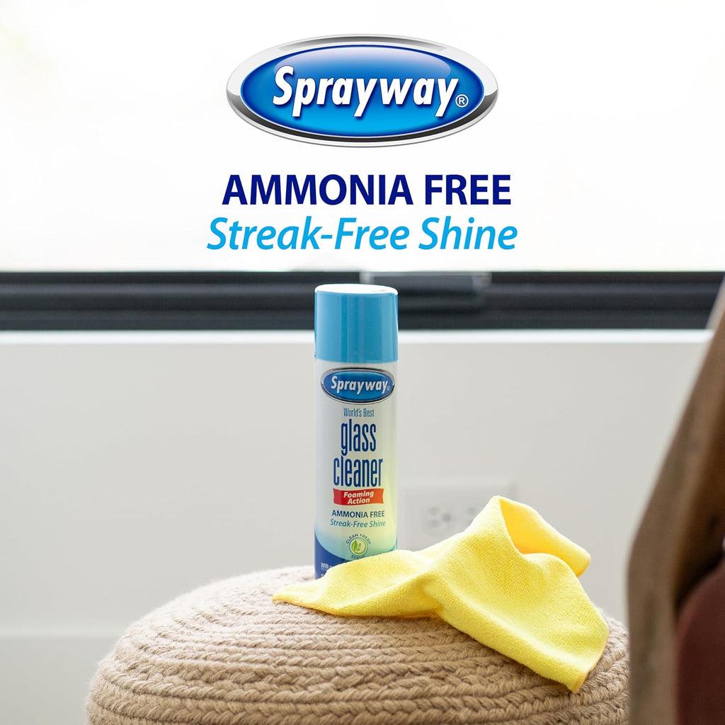 Sprayway Glass Cleaner - Ammonia-Free Foaming Aerosol Spray | Streakless & Fast-Acting | 19oz, Pack of 2