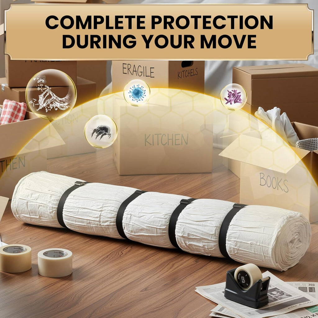TAILI Mattress Vacuum Storage Bag - King/California King Size with 4 Straps for Easy Moving & Transport
