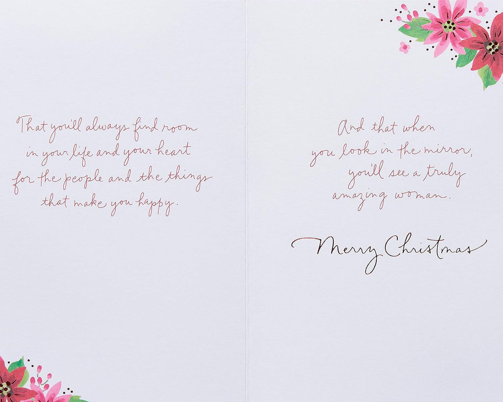 American Greetings Christmas Card - Festive Floral Design with Poinsettias for Daughter (Truly Amazing Woman)