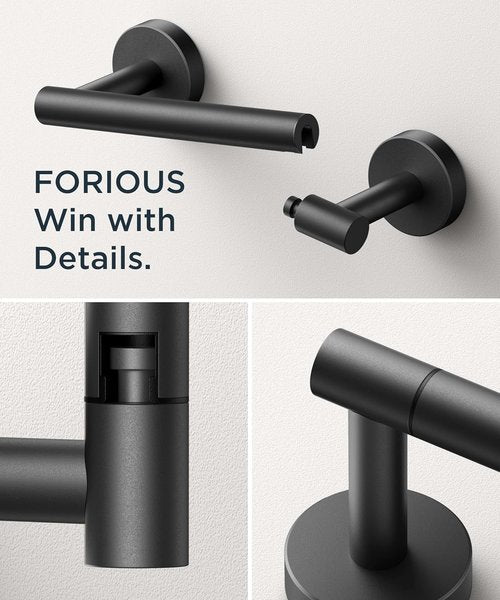 FORIOUS Toilet Paper Holder - Stainless Steel Rustproof Double Post Design | Matte Black Finish