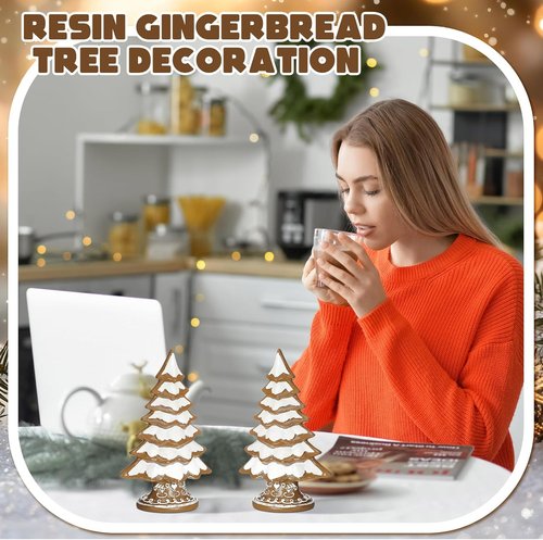 Geelin Christmas Gingerbread Figurines - Festive Tabletop Decorations | 7.09" x 3.94" x 2.36" (Snow Frosting)