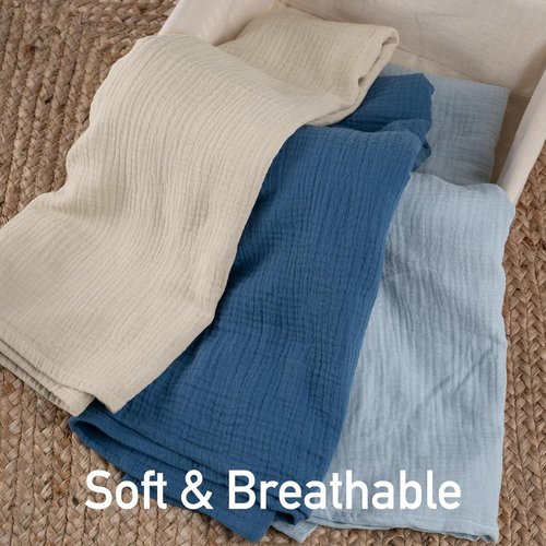 Graceful Muslin Swaddle Blankets - 3 Pack Breathable Soft Receiving Blankets, Large 38 x 40 Inches