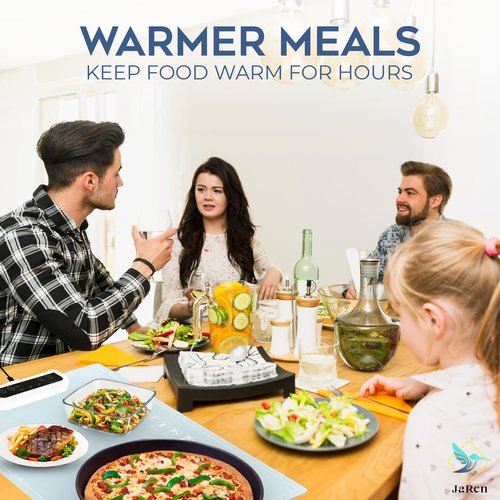 Warming Mat for Food – Food Warming Mat with 3 Temperature Controls, Locking Feature & Timer | Perfect for Parties, Gatherings, Daily Use | Bonus Counter Protector Pad Included