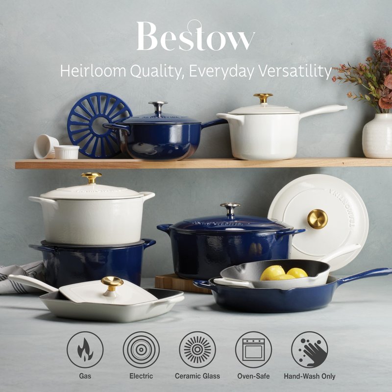 Tramontina Bestow Enameled Cast Iron Skillet with Lid, 12-inch Frying Pan, Sunrise