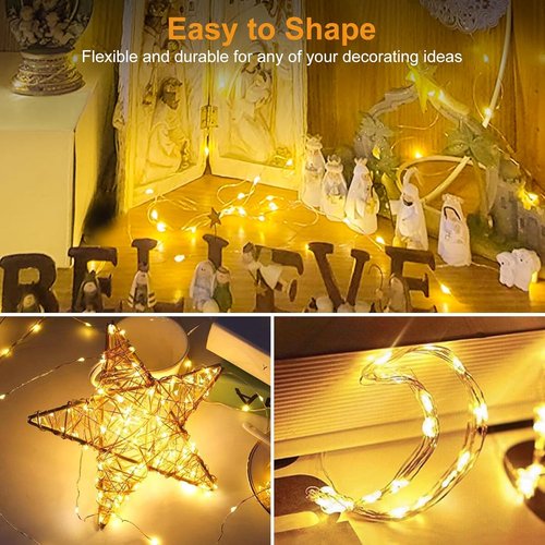 Btfarm LED Fairy Lights - 20 LED Twinkle String Lights, 7ft Waterproof Mini Silver Wire | 3 Modes for DIY Decor