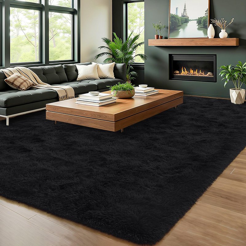 HOMORE Living Room Rug 6x9 Grey Rugs for Bedroom, Tie-dye Area Rug Large Fluffy Rugs for Kids Room, Non Slip Furry Carpet for Nursery Boys Girls