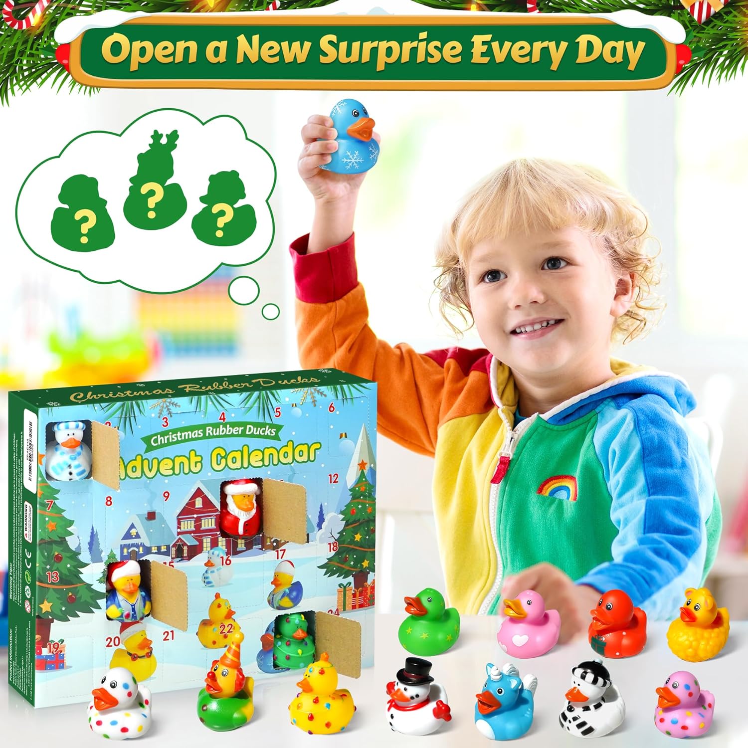 ZIZZ Advent Calendar 2025 | Christmas Rubber Duck Countdown - 24 Fun Gifts for Kids 3+