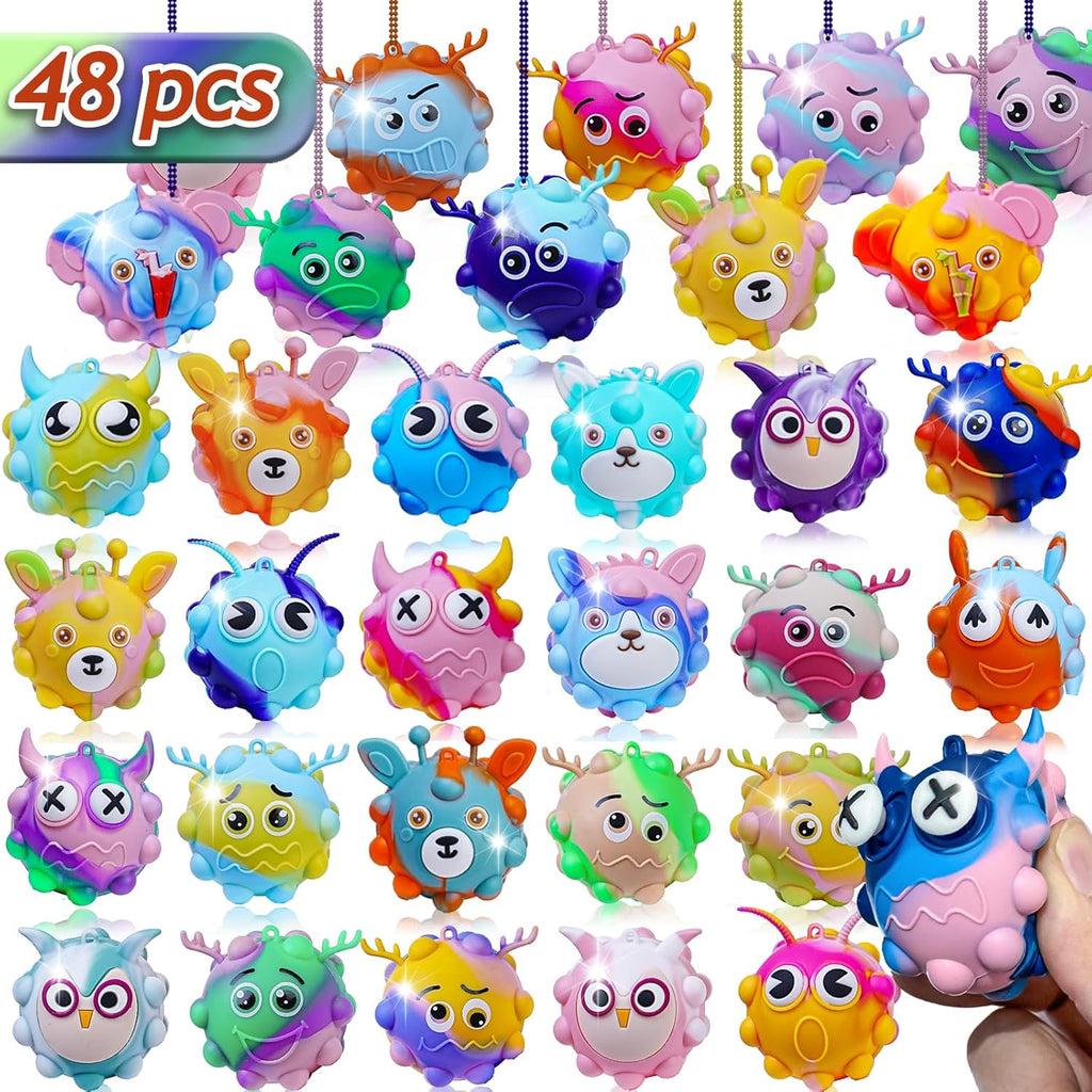 Skiennix 48 Pack Pop Fidget Toys - 3D Stress Balls for Stress Relief & Sensory Play | Perfect Party Favors