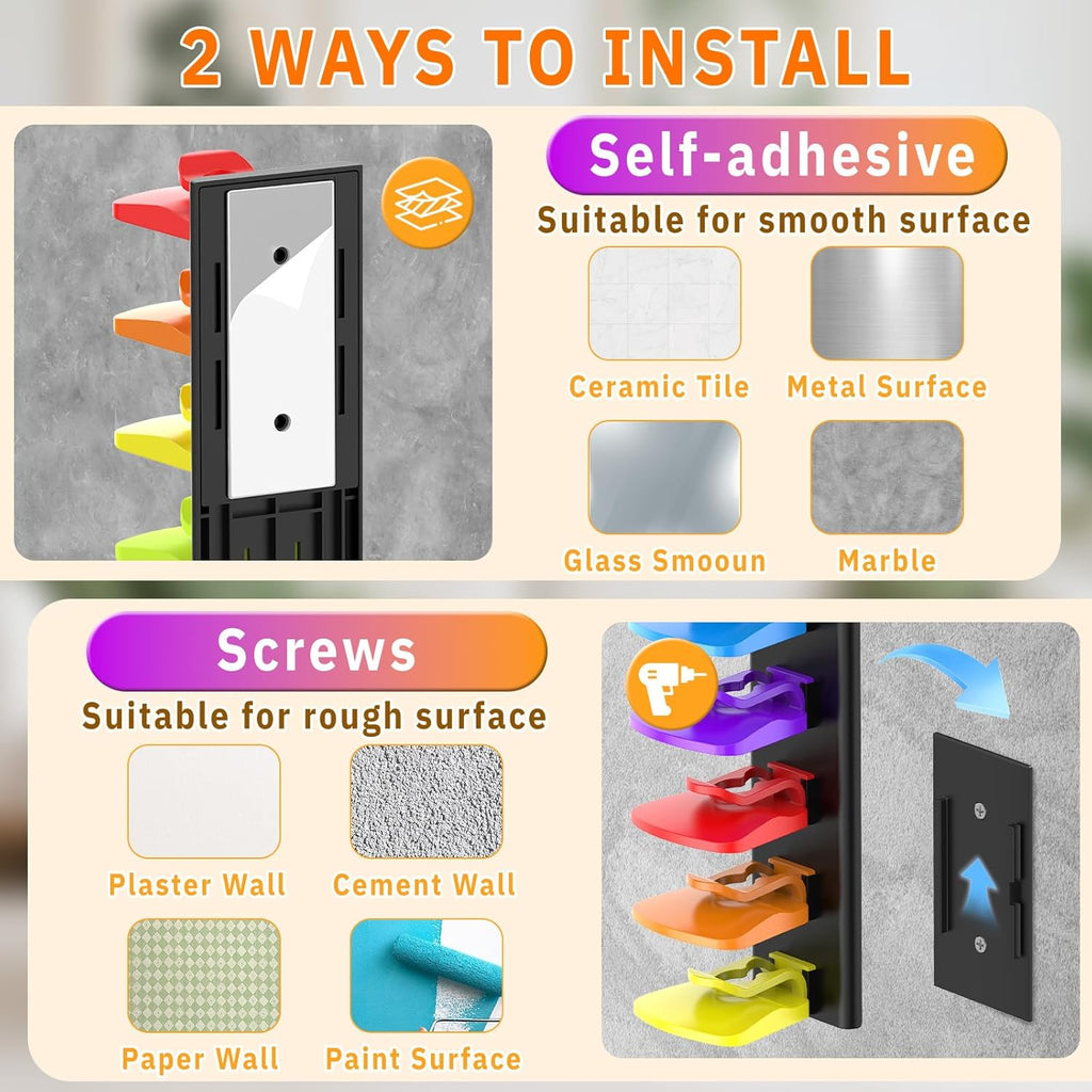 Volnamal Hat Organizer - Space-Saving Wall Rack for 40 Baseball Caps | 2 Pack (Black & Color)