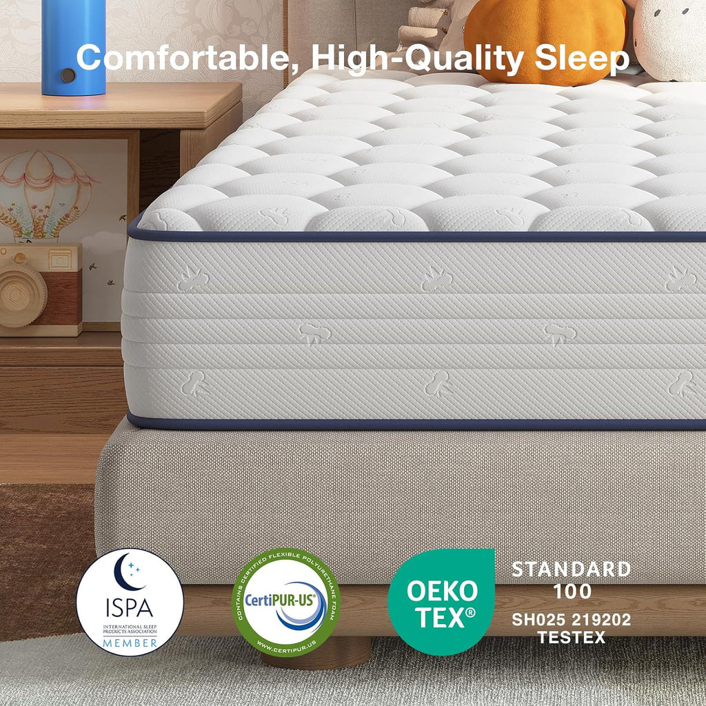 Novilla 6 Inch Twin Mattress - Bonnell Spring Hybrid for Spine Support & Cooling Comfort | CertiPUR-US Certified