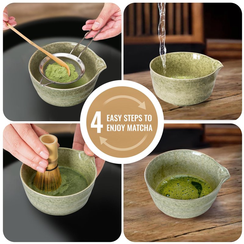 Matcha Whisk Set Pink, Matcha Making Kit Whisk (Chasen Holder), Ceramic Whisk Holder, Bamboo Scoop, Powder Starter Sifter, Spoon Japanese Tea Tools For Ceremony Gift