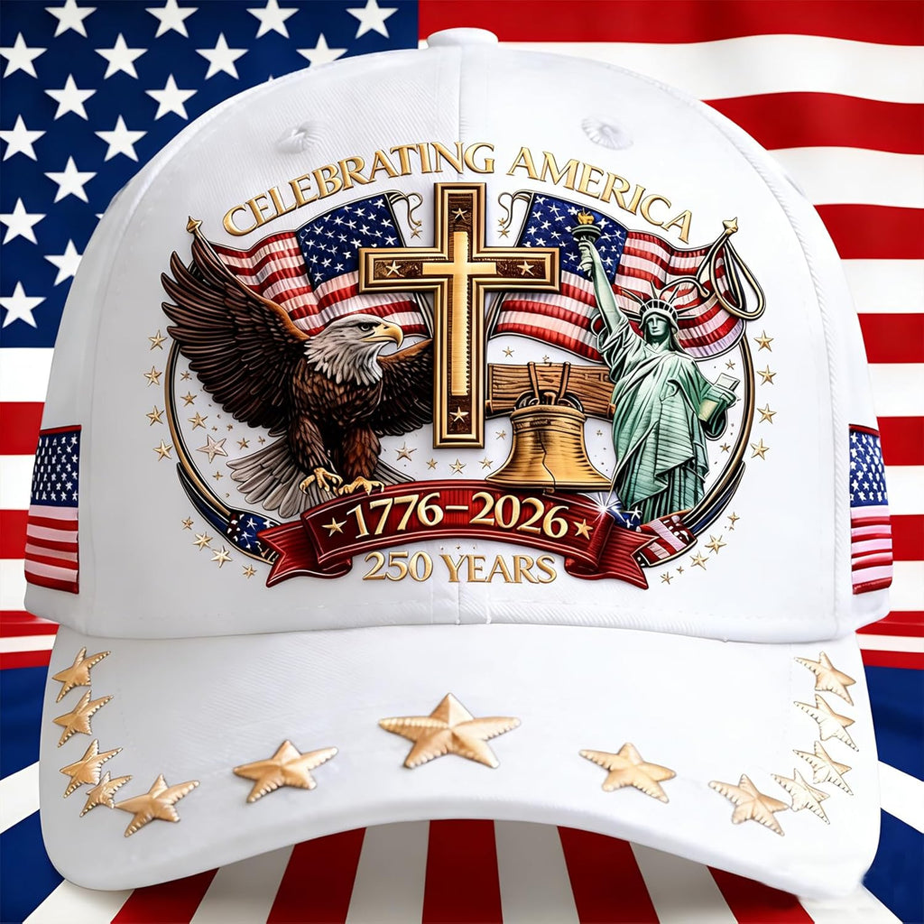Skiennix 250th Anniversary USA Hat - Eagle Liberty Cross Design | Adjustable Baseball Cap for All