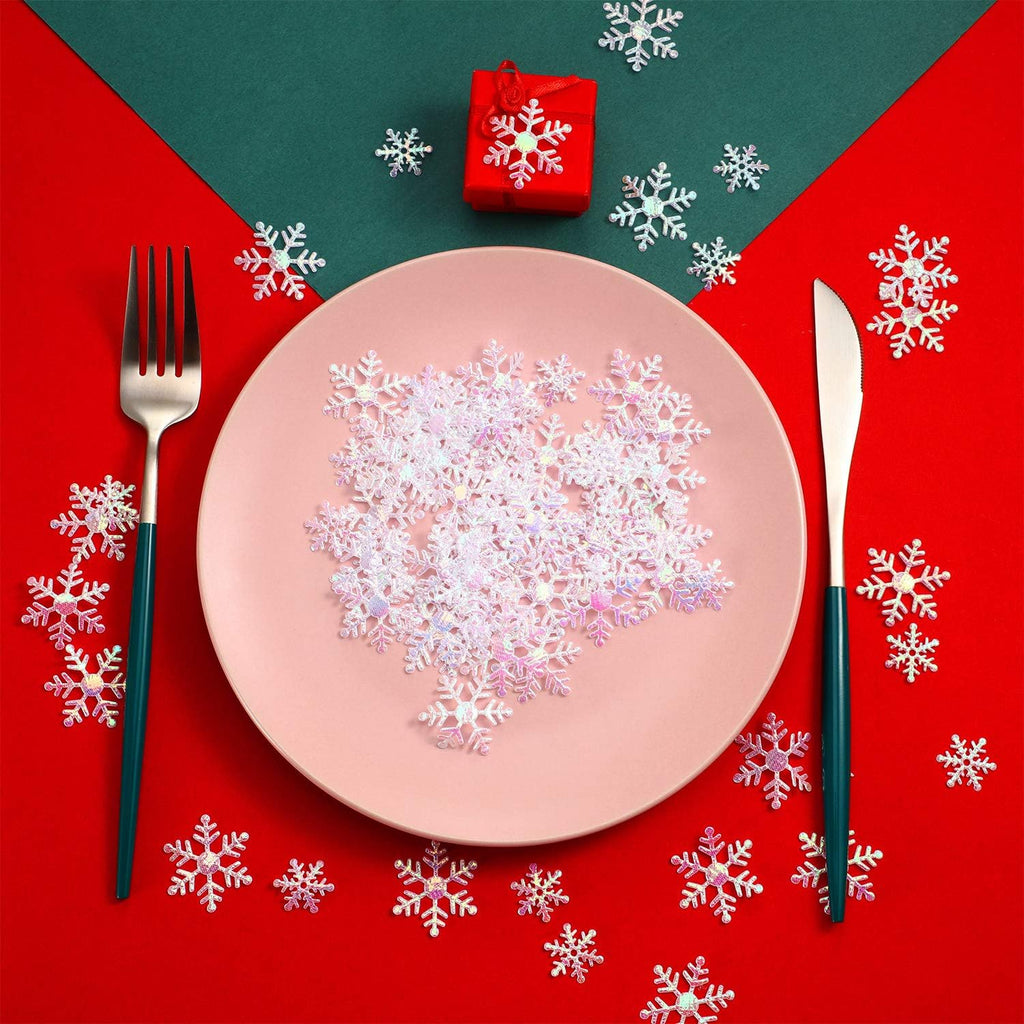 Skiennix Winter Wedding Snowflake Confetti - 1600 Pieces in 3 Sizes for Festive Table Decor
