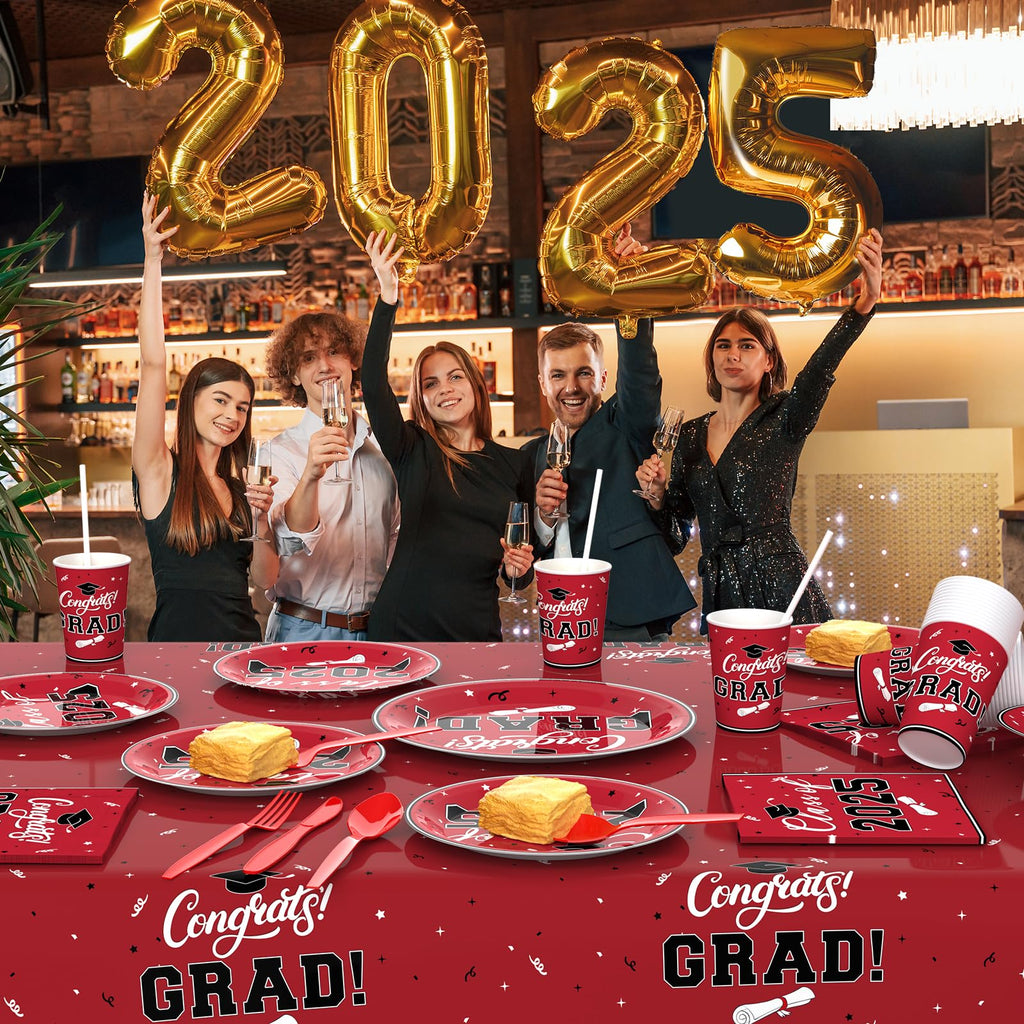 Graduation Party Decorations Class of 2025: Disposable Dinnerware Set for 25 Guests