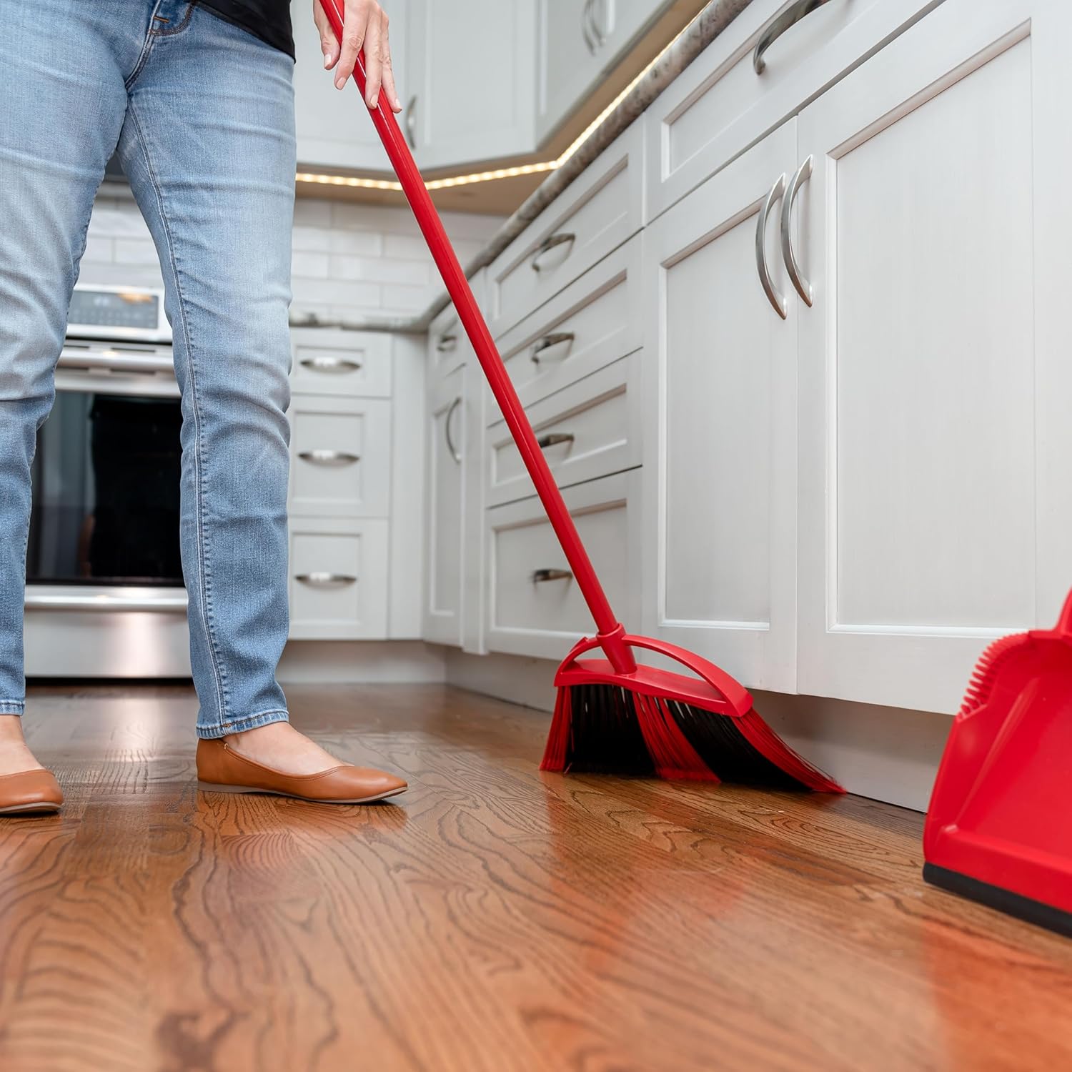 O-Cedar One Sweep Broom - Lightweight Step-On Dustpan for Effortless Pet Hair Removal | Quiet Cleaning Tool