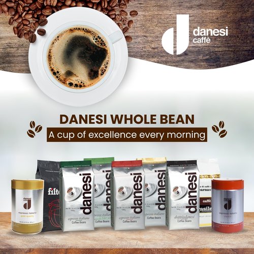 Danesi Caffe Italian Whole Coffee Beans - Espresso Coffee Beans and Medium Roast Whole Bean - Perfect for Espresso Machines, French Press, and Home Brewing - Doppio (2.2 lb)