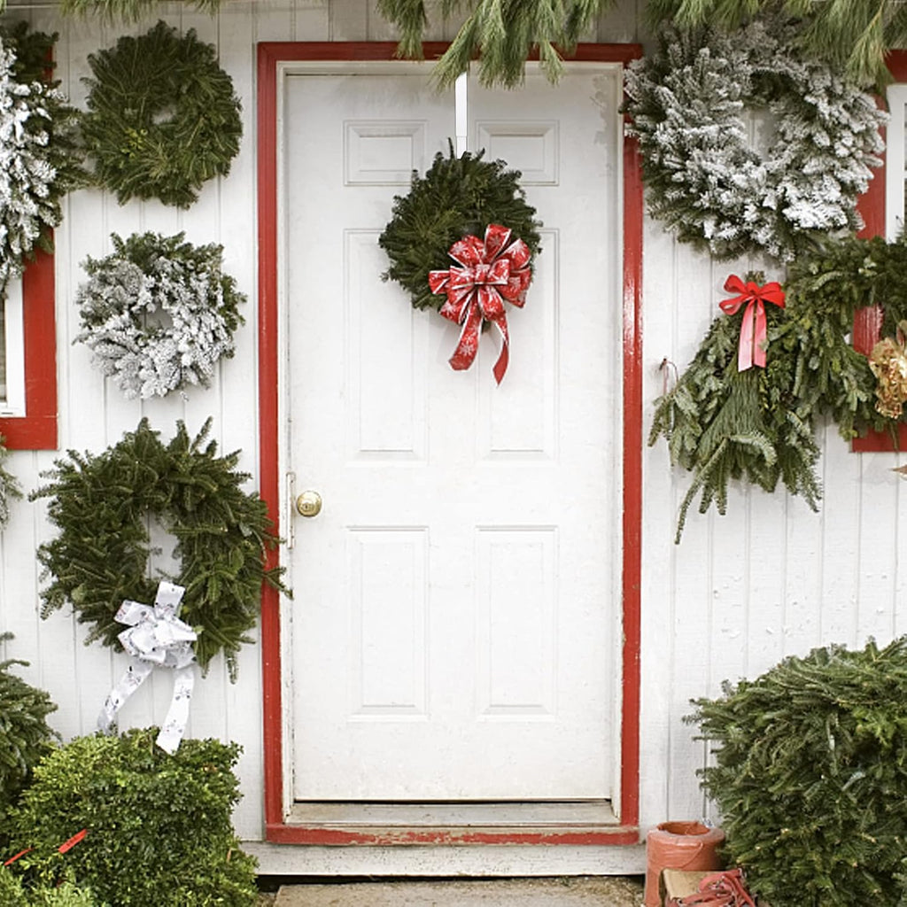 ZMCINER Wreath Hanger - Adjustable 15-25 Inch White Metal Hook for Christmas & Fall Decorations, Holds 20 lbs