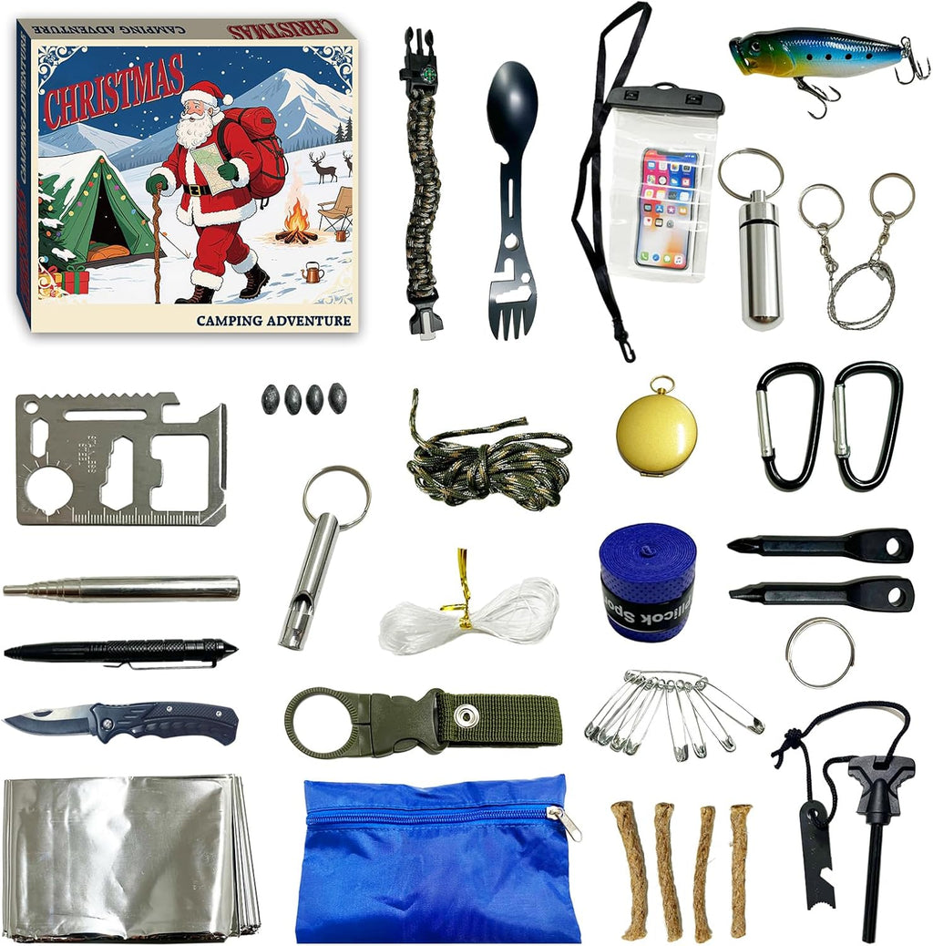 Survival Kits Advent Calendar 2026 - 24 Days of Emergency Survival Gear for Men & Boys | Perfect for Camping & Outdoor Adventures