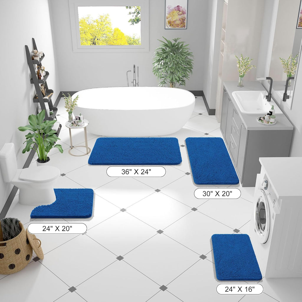 OLANLY Bathroom Rugs - Extra Soft Absorbent Chenille Mats | Quick Dry, Machine Washable, 36x24, Deep Navy Blue