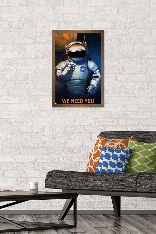 NASA - We Need You Wall Poster, 22.4L" x 14.7W", Bronze Framed Version