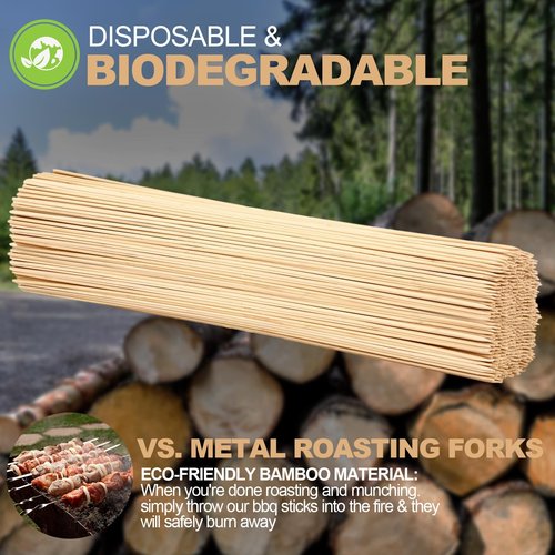 Suclain 700 Pcs 30" Long 5mm Thick Marshmallow Roasting Sticks, Smores Sticks Bamboo Skewers BBQ Kabob Grilling Barbecue Roasting Camping for Outdoor Fire Pits Campfires
