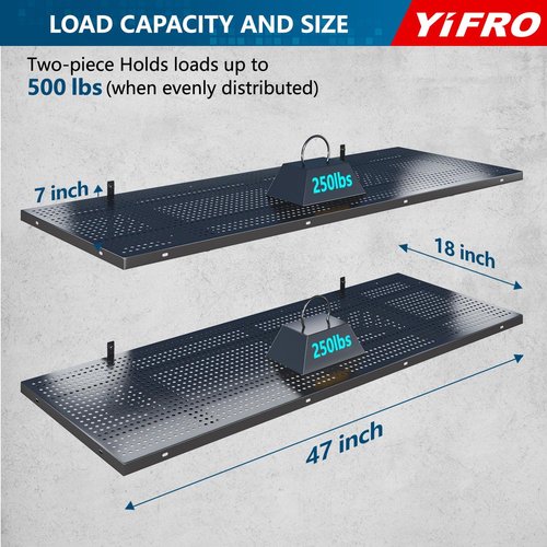 Heavy Duty Garage Shelving by [Brand Name] - 2-Pack Wall Mounted Storage Rack | 500 lbs Load Capacity, Black