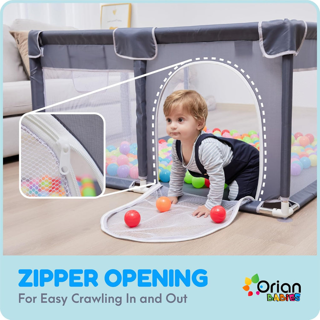 Orian Playpen - Large 50x74 Baby Play Yard with Sturdy Mesh Sides | Safe Indoor & Outdoor Play Area