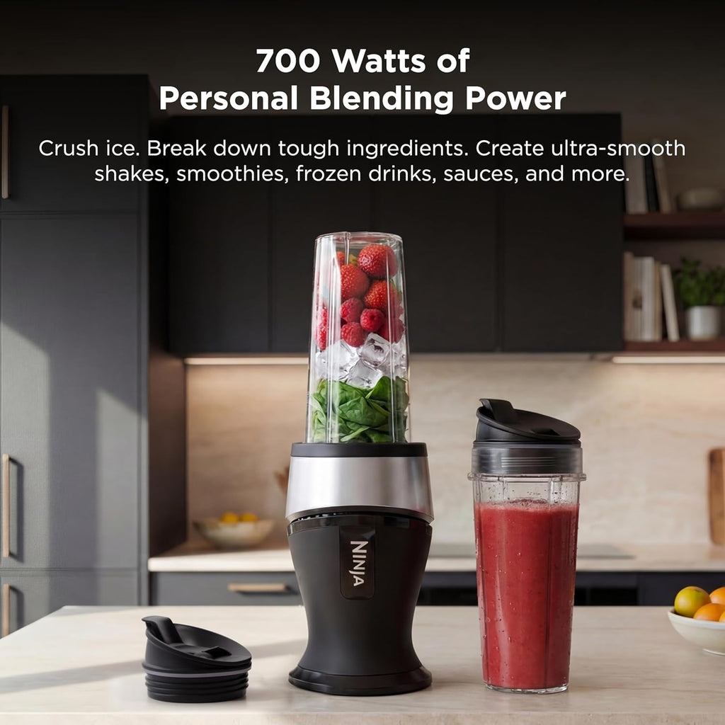 Ninja Fit Compact Personal Blender - Portable Smoothie Maker with (2) 16-oz. To-Go Cups | 700 Watt | Black