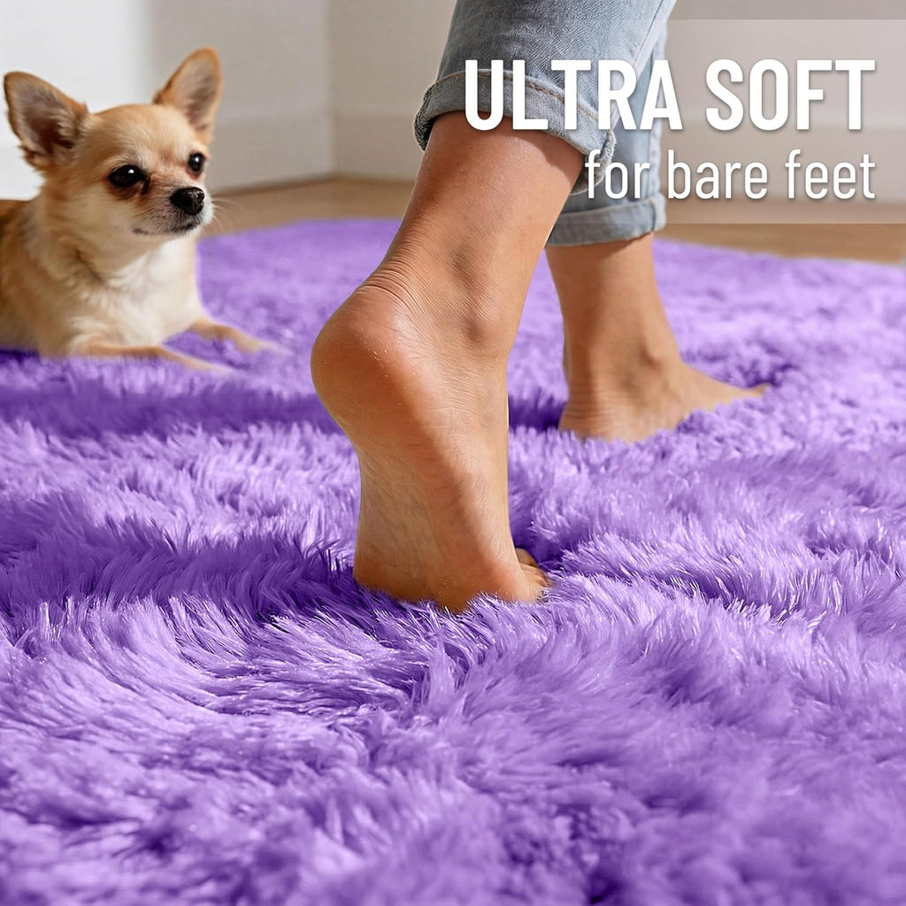 OLANLY Large Area Rug - Soft Fluffy Shaggy Indoor Carpet for Living Room & Bedroom | 9x12 ft, Purple