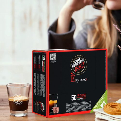 Caffe Vergnano 1882 Espresso Capsules - Medium Roast Arabica Robusta for Nespresso Machines | 50 Count