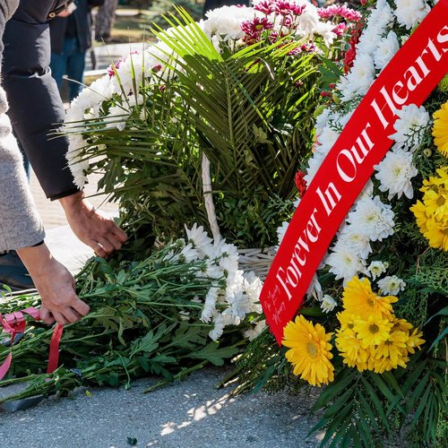 Fanfanwin Funeral Sash - Memorial Wreath Ribbon for Casket | 58x4'' Red, Forever in Our Hearts