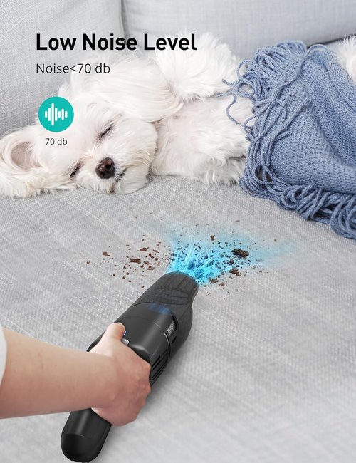 Aspiron Cordless Handheld Vacuum - 24KPA Powerful Car Cleaner with 2-Speed & Wireless Charging | Ergonomic Design, Portable, Black Grey
