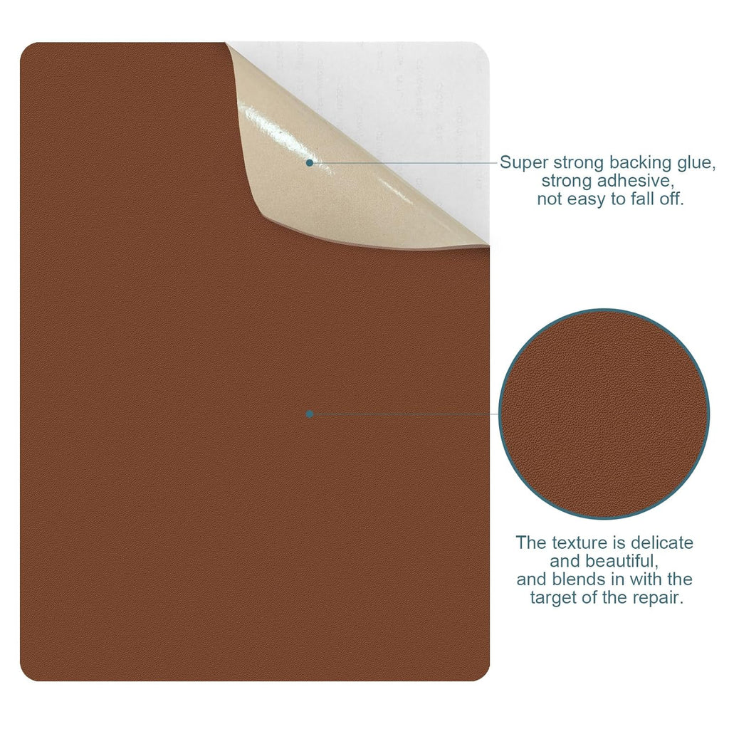 WILDREEDS Leather Repair Patches - 2 Pcs Self-Adhesive for Sofas, Furniture & Car Seats | 8 x 11 Inch (Brown)