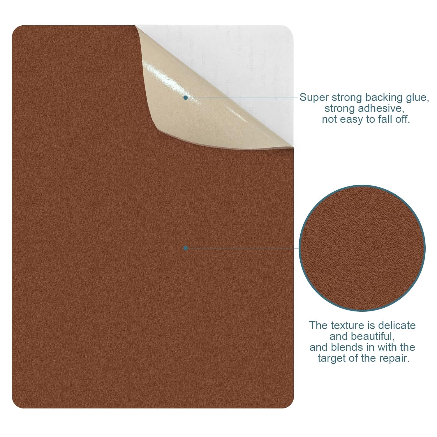 WILDREEDS Leather Repair Patches - 2 Pcs Self-Adhesive for Sofas, Furniture & Car Seats | 8 x 11 Inch (Brown)