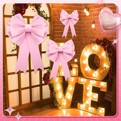 Giegxin Large Pink Bow Set - 3D Decorative Bows for Weddings, Parties & Gifts | 12, 20, 30 Inch Sizes
