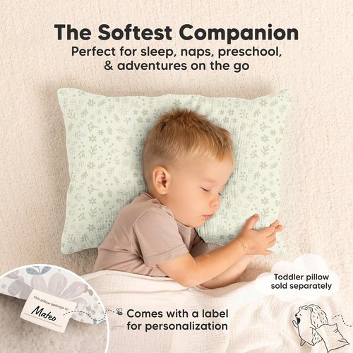 KeaBabies Muslin Toddler Pillowcase - Soft & Breathable Organic Cotton | 13x18, 2-Pack, Flora Vale Design